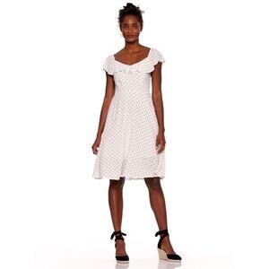 Women's Ruffled Sweetheart-Neck Fit & Flare Dress for Women Polka Dot size XL